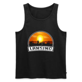 Lansing Michigan États-Unis Skyline Vintage Sunset Travel - Débardeur bio Premium Homme - noir - Devant - Michal (187cm)