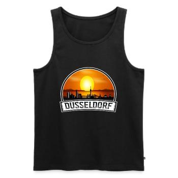 Düsseldorf Allemagne Skyline Vintage Sunset Travel S - Débardeur bio Premium Homme - noir - Devant - Michal (187cm)