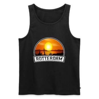 Rotterdam Pays-Bas Skyline Vintage Sunset Trave - Débardeur bio Premium Homme - noir - Devant - Michal (187cm)
