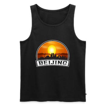 Beijing China Skyline Vintage Sunset Travel Souven - Débardeur bio Premium Homme - noir - Devant - AI Model Male 178 light (178cm)