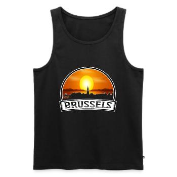 Brussels Belgium Skyline Vintage Sunset Travel Sou - Men's Premium Organic Tank Top - black - Front - Michal (187cm)