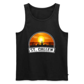 Saint-Gall Suisse Skyline Vintage Sunset - Débardeur bio Premium Homme - noir - Devant - Michal (187cm)