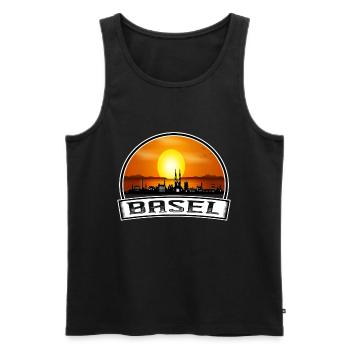Basel Schweiz Skyline Vintage Sunset Travel So - Männer Premium Bio Tank Top - Schwarz - Vorne - AI Model Male 178 light (178cm)