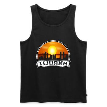 Tijuana Mexico Skyline Vintage Sunset Travel Souve - Men's Premium Organic Tank Top - black - Front - Michal (187cm)