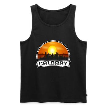 Calgary Canada Skyline Vintage Sunset Travel Souve - Men's Premium Organic Tank Top - black - Front - AI Model Male 178 light (178cm)