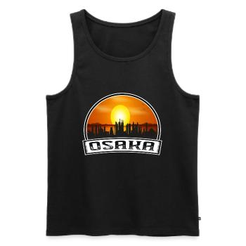 Osaka Japon Skyline Vintage Sunset Souvenir de voyage - Débardeur bio Premium Homme - noir - Devant - AI Model Male 178 light (178cm)