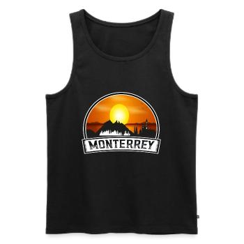 Monterrey Mexico Skyline Vintage Sunset Travel Sou - Men's Premium Organic Tank Top - black - Front - AI Model Male 178 light (178cm)