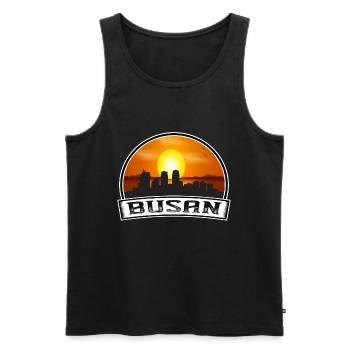 Busan Südkorea Skyline Vintage Sonnenuntergang Reisen So - Männer Premium Bio Tank Top - Schwarz - Vorne - Michal (187cm)