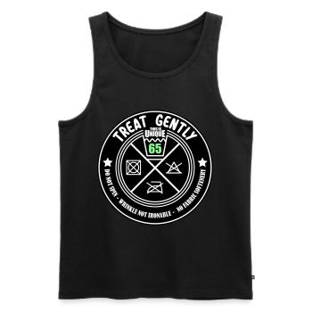 Gentle treatment Unique piece is 65 | Colors can be changed - Men's Premium Organic Tank Top - black - Front - AI Model Male 178 light (178cm)