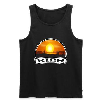 Riga Latvia Skyline Vintage Sunset Travel Souvenir - Men's Premium Organic Tank Top - black - Front - Michal (187cm)
