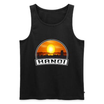 Hanoi Vietnam Skyline Vintage Sonnenuntergang Reise Souven - Männer Premium Bio Tank Top - Schwarz - Vorne - AI Model Male 178 light (178cm)
