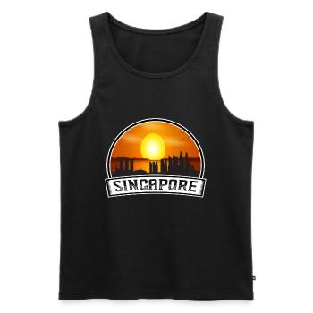 Singapour Singapour Skyline Vintage Sunset Travel - Débardeur bio Premium Homme - noir - Devant - AI Model Male 178 light (178cm)