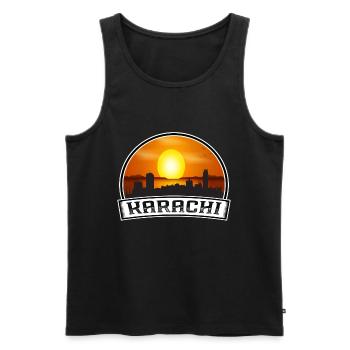 Karachi Pakistan Skyline Vintage Sunset Travel Sou - Débardeur bio Premium Homme - noir - Devant - AI Model Male 178 light (178cm)