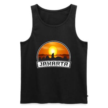Jakarta Indonesien Skyline Vintage Sonnenuntergang Reisen So - Männer Premium Bio Tank Top - Schwarz - Vorne - Michal (187cm)