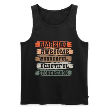 Stonemason Stones Workers - Men's Premium Organic Tank Top - black - Front - AI Model Male 178 light (178cm)