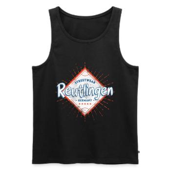 Reutlingen Germany City Skyline Home Love - Men's Premium Organic Tank Top - black - Front - Michal (187cm)