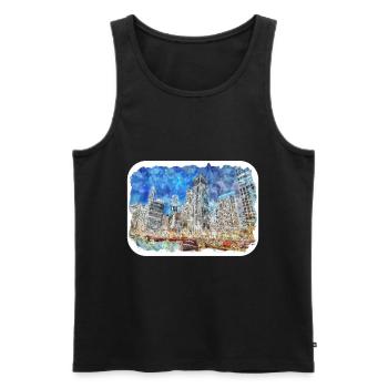Chicago USA Watercolor Sketch Drawn Illustration - Men's Premium Organic Tank Top - black - Front - Michal (187cm)