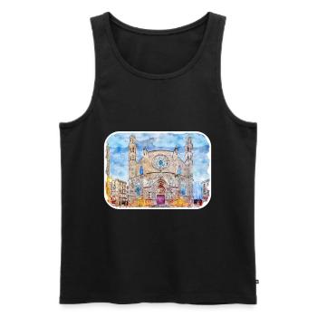 Spain Watercolor Sketch Hand Drawn Illustration - Men's Premium Organic Tank Top - black - Front - AI Model Male 178 light (178cm)