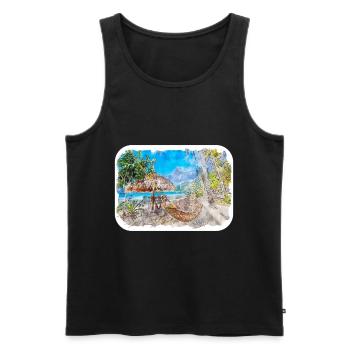 Philippines Aquarelle Croquis Dessin Illustration - Débardeur bio Premium Homme - noir - Devant - AI Model Male 178 light (178cm)