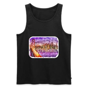 San Francisco Usa Watercolor Sketch Painting - Men's Premium Organic Tank Top - black - Front - Michal (187cm)