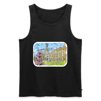 San Sebastian Croatie Aquarelle Croquis Dessiné Illu - Débardeur bio Premium Homme - noir - Devant - AI Model Male 178 light (178cm)