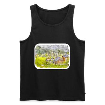 Österreich Aquarellskizze Handgezeichnete Illustration - Männer Premium Bio Tank Top - Schwarz - Vorne - Michal (187cm)
