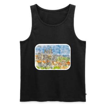 Europa Aquarellskizze Handgezeichnete Illustration - Männer Premium Bio Tank Top - Schwarz - Vorne - Michal (187cm)