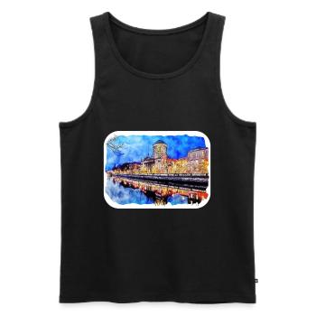 Dublin Irland UK Aquarell Skizze Gezeichnete Malerei - Männer Premium Bio Tank Top - Schwarz - Vorne - Michal (187cm)