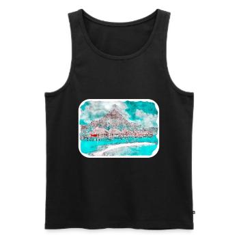 Maldives Watercolor Sketch Hand Drawn Illustration - Men's Premium Organic Tank Top - black - Front - Michal (187cm)