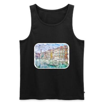 Venedig Italien Aquarellskizze Gezeichnete Illustration - Männer Premium Bio Tank Top - Schwarz - Vorne - Michal (187cm)