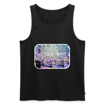 London UK Aquarellskizze Handgezeichnete Malerei - Männer Premium Bio Tank Top - Schwarz - Vorne - Michal (187cm)