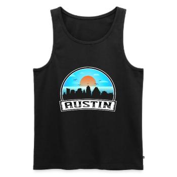 Austin Texas Usa Skyline Vintage Sunset Travel Sou - Männer Premium Bio Tank Top - Schwarz - Vorne - Michal (187cm)