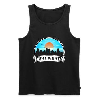 Fort Worth Texas Usa Skyline Vintage Sunset Travel - Men's Premium Organic Tank Top - black - Front - Michal (187cm)