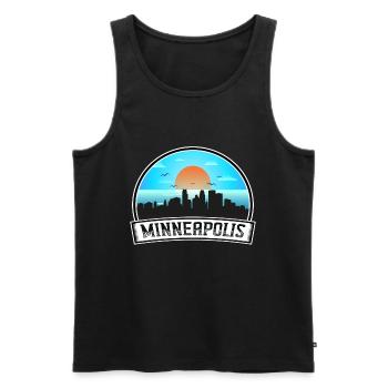 Minneapolis Minnesota Usa Skyline Vintage Sunset T - Men's Premium Organic Tank Top - black - Front - AI Model Male 178 light (178cm)