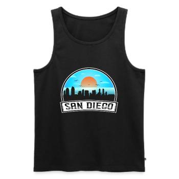 San Diego Californie États-Unis Skyline Vintage Sunset Tr - Débardeur bio Premium Homme - noir - Devant - Michal (187cm)