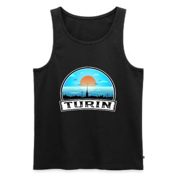 Turin Italien Skyline Vintage Sonnenuntergang Reise Souvenir - Männer Premium Bio Tank Top - Schwarz - Vorne - Michal (187cm)