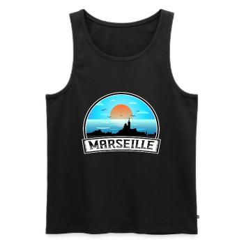 Marseille France Skyline Vintage Sunset Travel Sou - Men's Premium Organic Tank Top - black - Front - Michal (187cm)