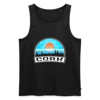 Cork Irlande Skyline Vintage Sunset Travel Souveni - Débardeur bio Premium Homme - noir - Devant - Michal (187cm)