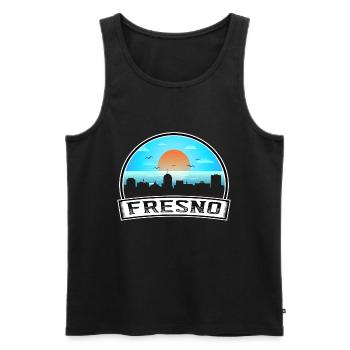 Fresno Californie États-Unis Skyline Vintage Sunset Trave - Débardeur bio Premium Homme - noir - Devant - AI Model Male 178 light (178cm)