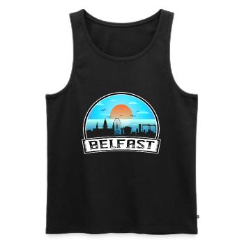 Belfast Nordirland Skyline Vintage Sunset Tr - Männer Premium Bio Tank Top - Schwarz - Vorne - Michal (187cm)