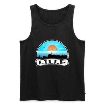 Lille France Skyline Vintage Sunset Travel Souveni - Débardeur bio Premium Homme - noir - Devant - AI Model Male 178 light (178cm)