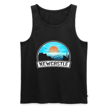 Newcastle England Skyline Vintage Sunset Travel So - Men's Premium Organic Tank Top - black - Front - AI Model Male 178 light (178cm)