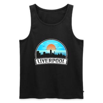 Liverpool Angleterre Skyline Vintage Sunset Travel So - Débardeur bio Premium Homme - noir - Devant - Michal (187cm)