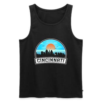 Cincinnati Ohio Usa Skyline Vintage Sunset Travel - Men's Premium Organic Tank Top - black - Front - Michal (187cm)