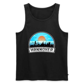 Hanovre Allemagne Skyline Vintage Sunset Travel Sou - Débardeur bio Premium Homme - noir - Devant - Michal (187cm)