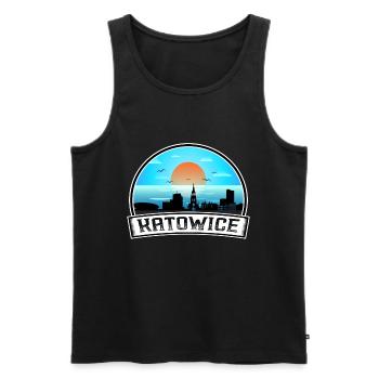 Katowice Pologne Skyline Vintage Sunset Travel Souv - Débardeur bio Premium Homme - noir - Devant - Michal (187cm)