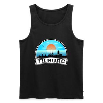 Tilburg Pays-Bas Skyline Vintage Sunset Travel - Débardeur bio Premium Homme - noir - Devant - Michal (187cm)