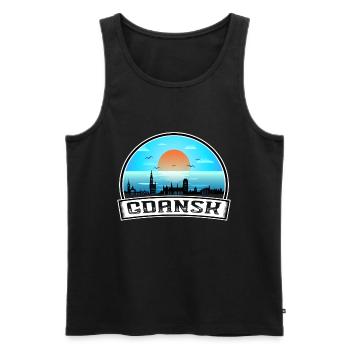 Danzig Polen Skyline Vintage Sonnenuntergang Reise Souven - Männer Premium Bio Tank Top - Schwarz - Vorne - AI Model Male 178 light (178cm)
