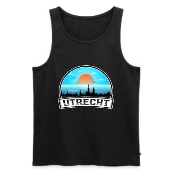 Utrecht Netherlands Skyline Vintage Sunset Travel - Men's Premium Organic Tank Top - black - Front - Michal (187cm)