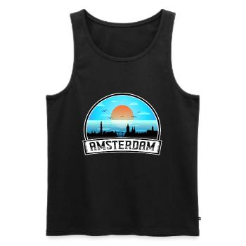 Amsterdam Niederlande Skyline Vintage Sunset Trave - Männer Premium Bio Tank Top - Schwarz - Vorne - Michal (187cm)